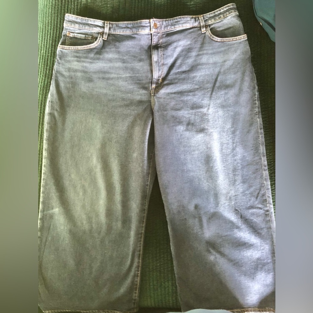 Ralph Lauren High Rise Crop Wide Leg Denim Jeans 22W & 20W - Picture 9 of 11
